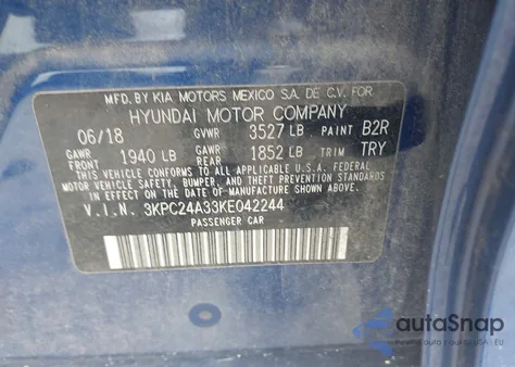 2019 Hyundai Accent Sel from USA, damaged, VIN 3KPC24A33KE042244